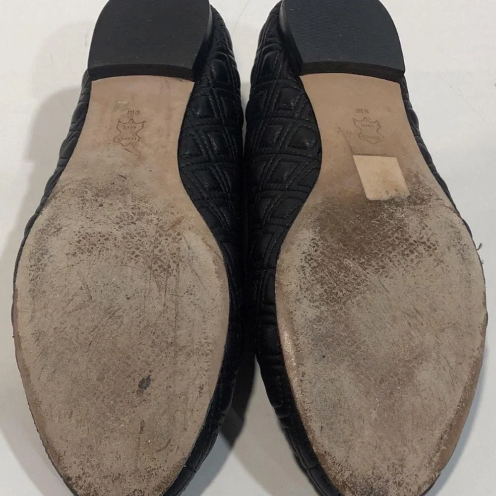 Women’s Tory Burch Black Quilted Leather Ballet Flats Size 9M